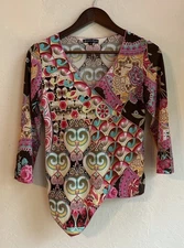 Vintage 90s Y2K Jessica Max Asymmetrical Fairy Grunge Top S Glitter Print