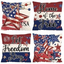 FUTBU 4th of July Throw Pillow Covers 18x18 18" x 18" Pack of 4 Patriotic