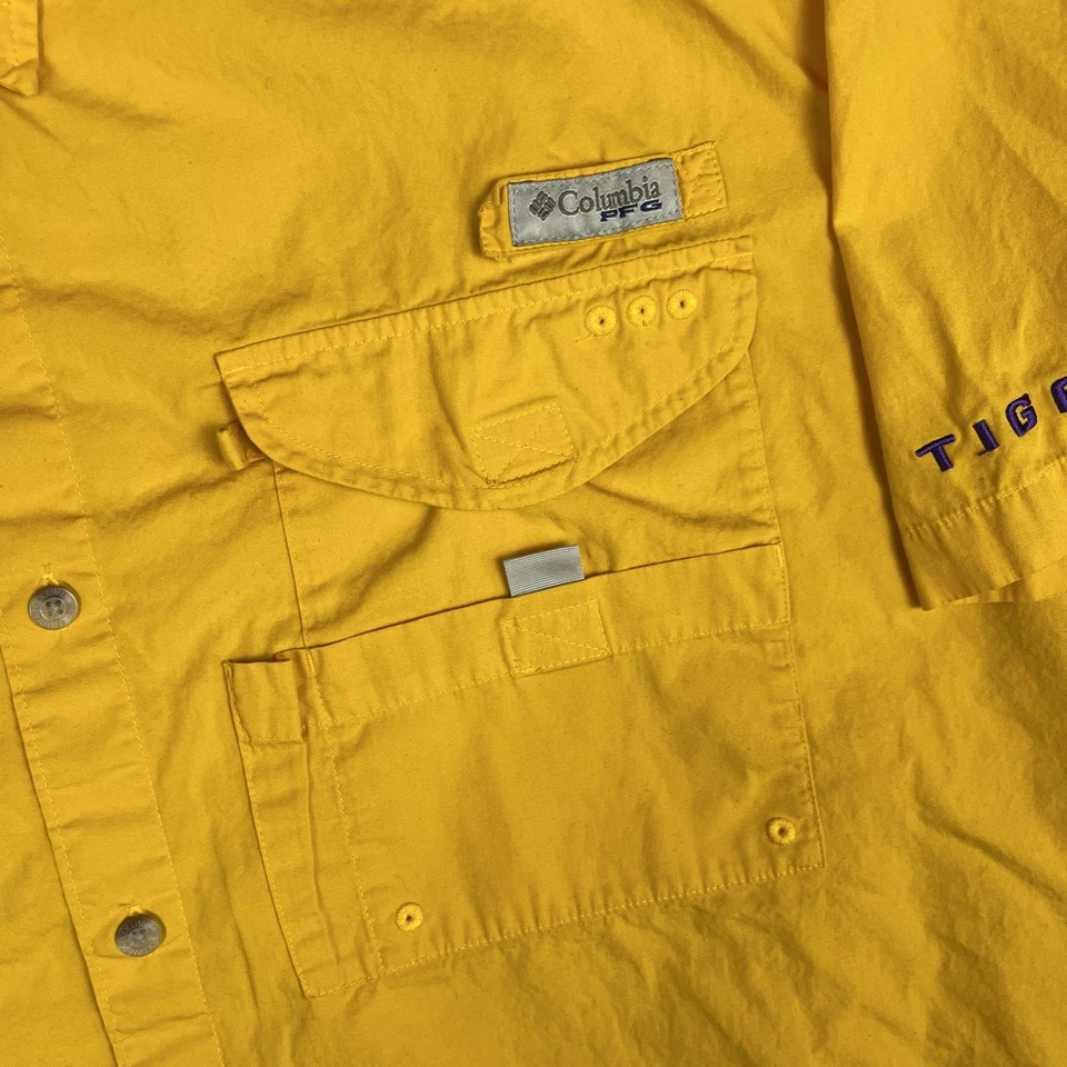 LSU Tigers 衬衫男式 XL 哥伦比亚 PFG 纽扣通风钓鱼 — 第 4/4 张图片