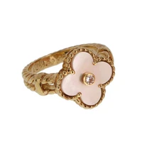 Van Cleef & Arpels Vintage Alhambra Ring 18K Yellow Gold White Mother-of-Pearl
