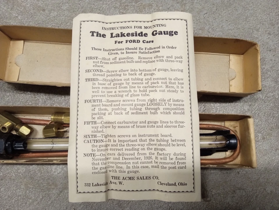 Medidor de gasolina Ford Modelo T Lakeside 1926 1927 mejorado nivel de combustible para automóvil nuevo de Lote Antiguo Foto 4 de 4