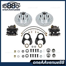 For Ford 1937-47 48 Spindle Disc Brake Kit 5 On 4-12 Drilledslotted Rotors