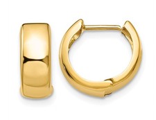 14K Yellow Gold Hinged Huggie Hoop Earrings