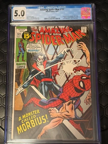 The Amazing Spider-Man 101 CGC 5.0, Off-white to White pages, Very Good/Fine.