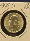 1942 D BU/AU SILVER COIN WASHINGTON QUARTER HARD TO FIND D MINT .25 BU/AU COIN