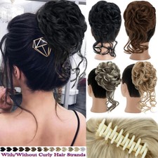 100 Natural Hair Claw Clip In Ponytail Extensions Messy Bun Piece Women Wedding