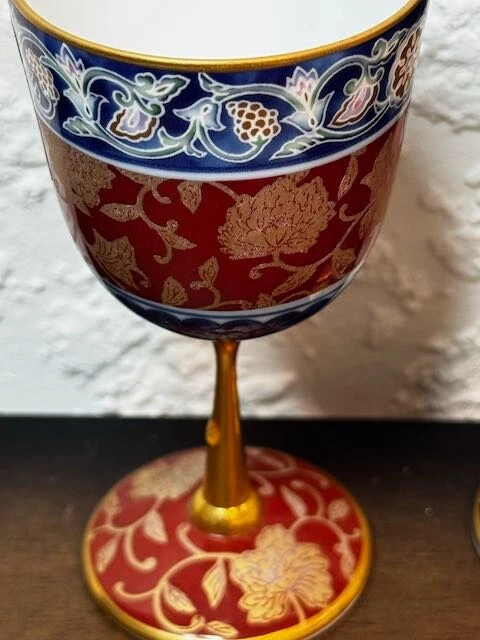 Vintage Japanese Shibata porcelain/bronze cordial cup 4" tall - Image 2 of 4