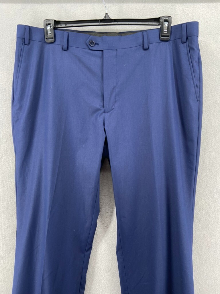 Savile Row Pants Mens Sz 40W Blue Strand Straight Leg *Un-hemmed