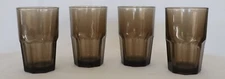 4 - Libbey Crisa Glasses Retro Mocha Brown Tumblers 5.5"  Vintage Heavy Bottom