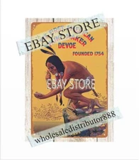 First American Paint Maker Devoe Paints Varnishes native Indian metal tin sign