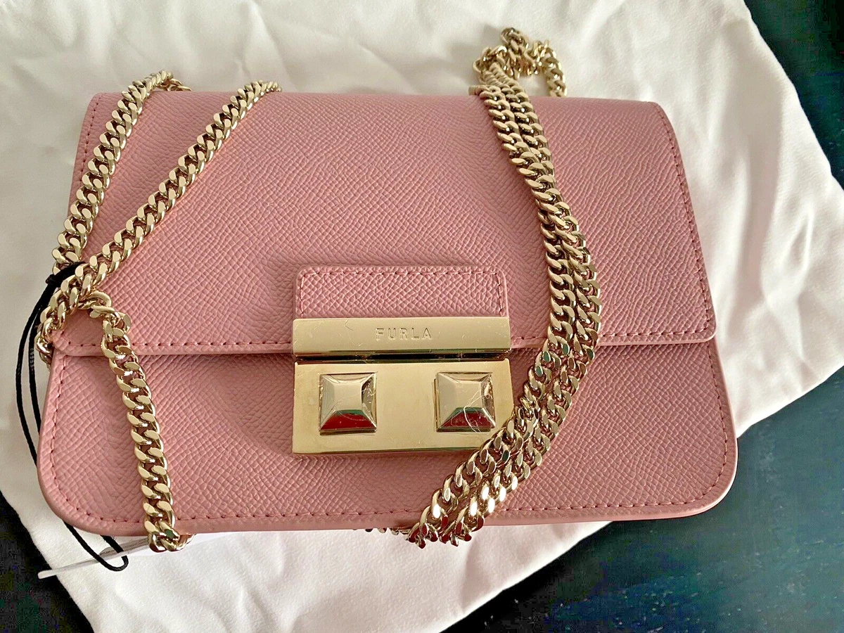 New FURLA BELLA Mini Shoulder Crossbody Leather Bag Winter Rose Pink