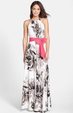 Eliza J Print Chiffon Maxi Dress (size 10) 