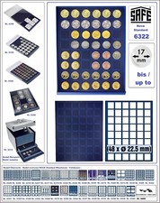 SAFE-M&uuml;nzboxen-6322-NOVA-blau-48x-eckige--22-23mm-F&uuml;r-1/4-Oz-Goldm&uuml;nzen