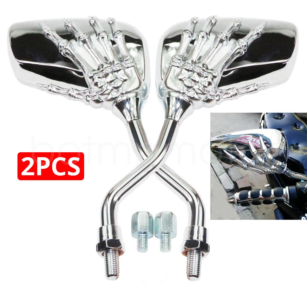 2pcs Hand Skeleton Mirrors For Suzuki Intruder 700 800 1400 1500 Volusia 800