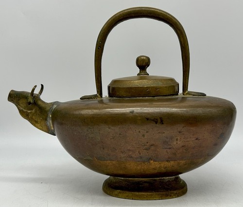 Nandi (Shiva's Vahana) Ganga Water Pot, Vintage Rare Brass & Copper