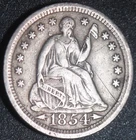 1854-O SEATED LIBERTY HALF DIME