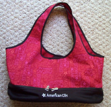 American Girl Doll Carrying Nylon Bag Tote with Zipper Bottom Red and Black