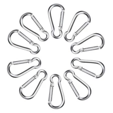 10 Pcs Mini Silver Carabiners Spring Clip Hook Keychain Key D Ring Hiking Small