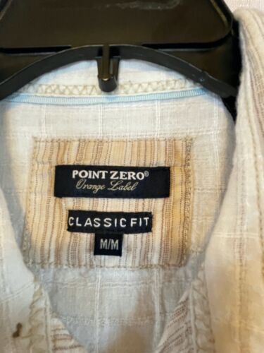 Point Zero Orange Label Mens Striped Linen Button Down Shirt Size M - Picture 2 of 12