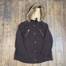 Nautica Parka Jacket Full Zip Fleece Lined Rain Coat, Brown, Womens 2xl