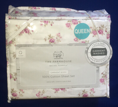 Queen Farm House By Rachel Ashwell Shabby Chic 100% Cotton Extra Soft Sheet Set