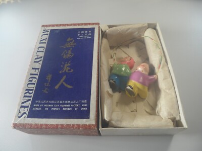 D4-8 Vintage WUXI CLAY FIGURINES China in box 中华人民共和国江苏省无锡惠山泥人厂制造