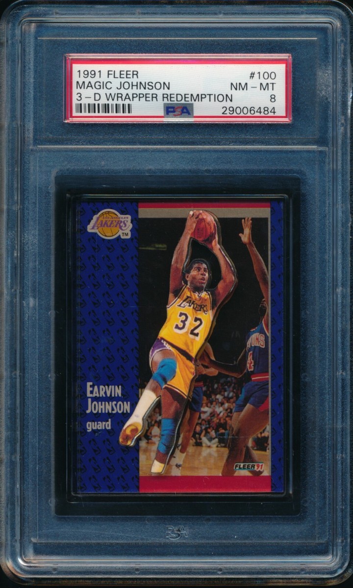 PSA 8 EARVIN MAGIC JOHNSON 1991-92 Fleer 3D Acrylic Wrapper