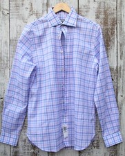 MICHAEL KORS MK Men's M 15.5 32/33 34/35 Pink Blue Plaid Dress Shirt Long Sleeve