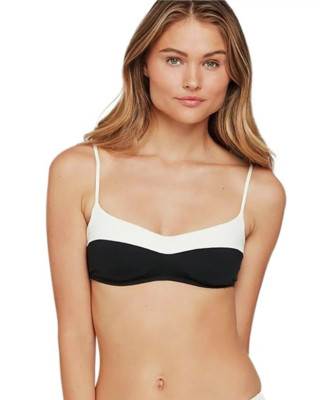 L Space L113347 Candy Bikini Swim Top Black/Cream Women s Size M