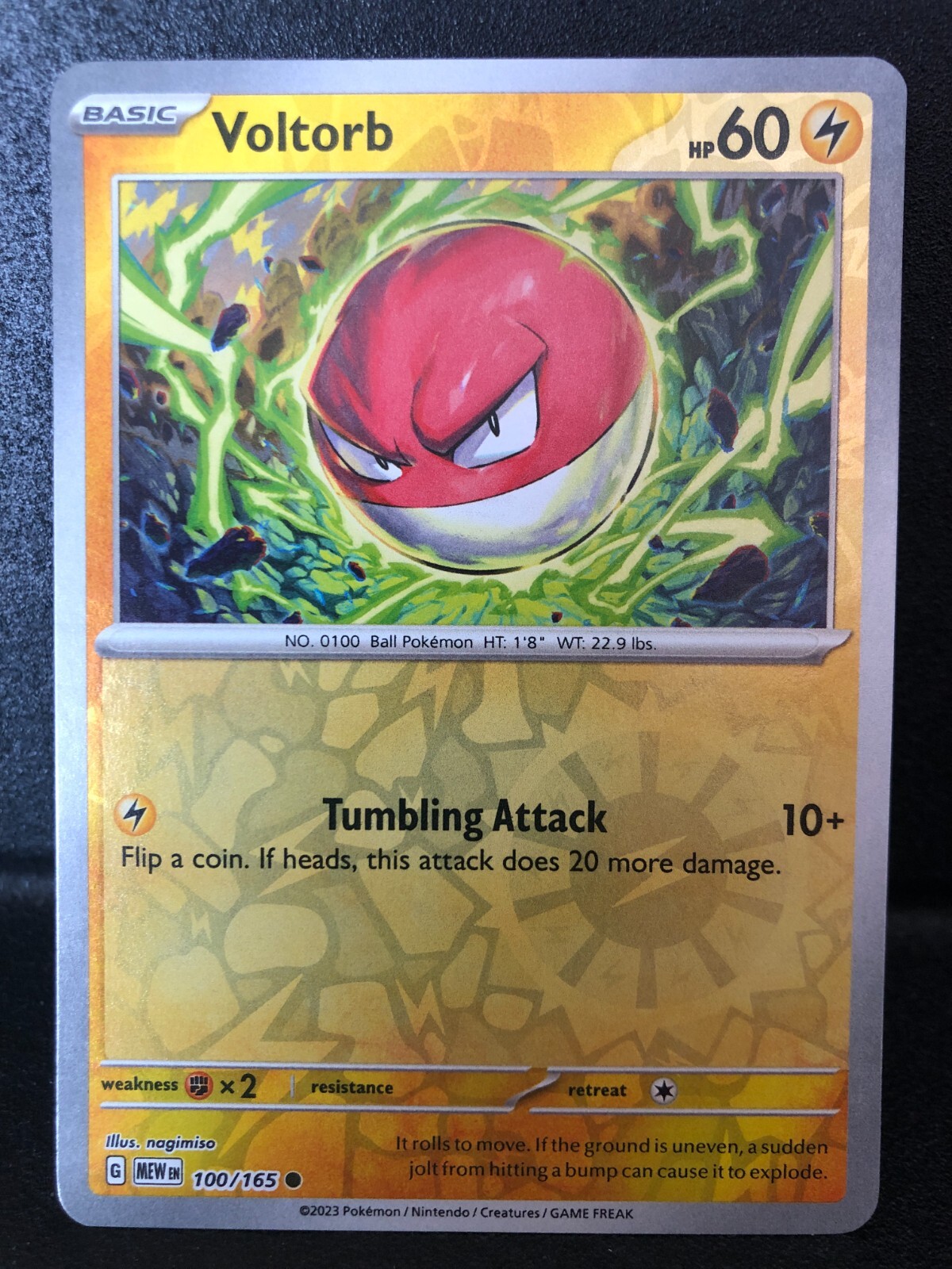 Reverse Holo Voltorb 100/165 Common Scarlet and Violet 151 Pokemon TCG NM