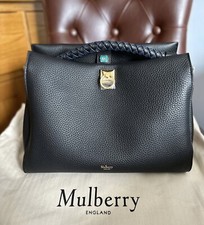 100% Authentic Mulberry Iris In Black Leather Crossbody Top Handle Brand New