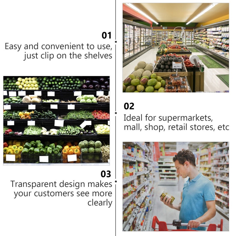 60 Pcs Transparent Price Tag Label Retail Holder for Home Use eBay