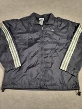 Vintage y2k adidas Windbreaker 3 Stripes Full Zip Black Mens M