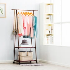 Heavy Duty Clothing Garment Rack Rolling Clothes Organizer Triangle Hanging USA