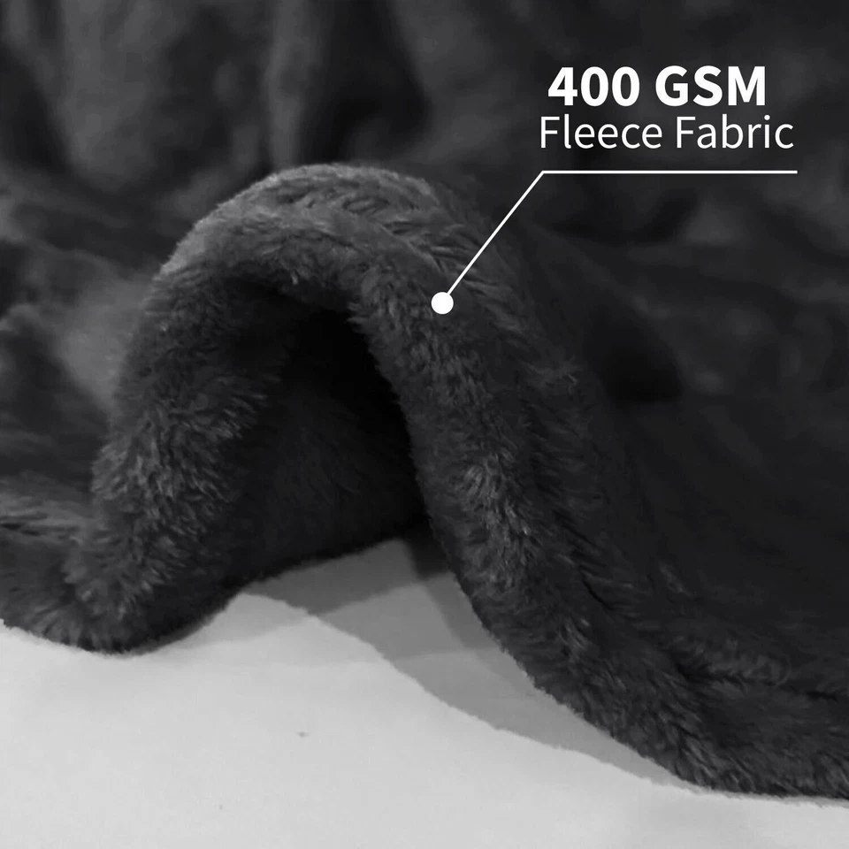 Black Mink Fleece Throws Super Soft Reversible Twin Queen Size Sofa Bed Blanket - Image 2 of 4
