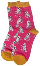 Dog Socks Ladies Cute Spotty Dogs Pink Bamboo Cotton Blend Size 3 - 7