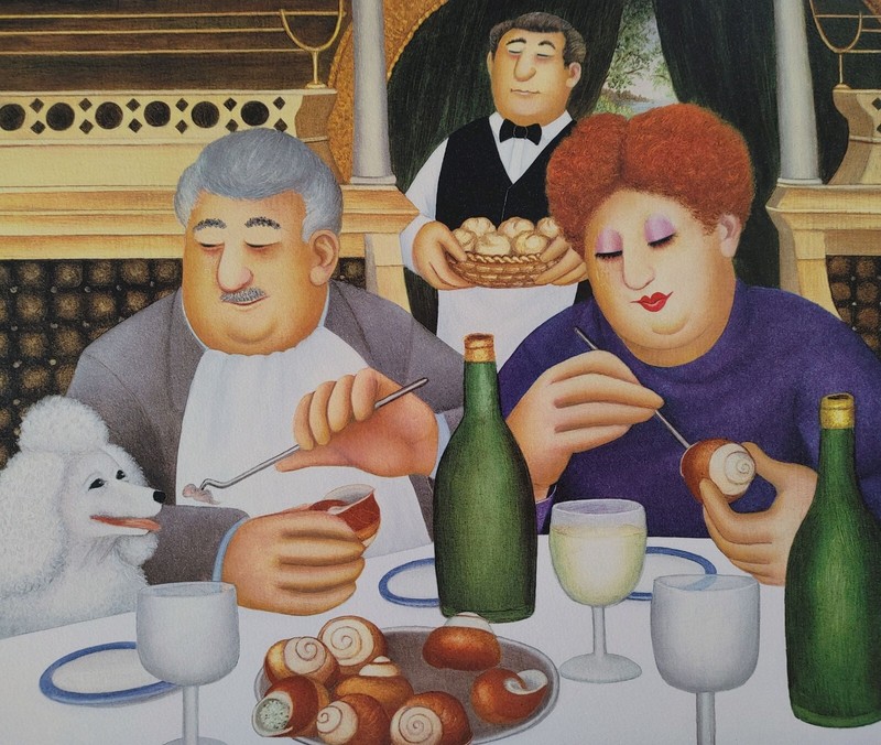 Beryl Cook - Original Serigraph  "Escargot Pour Trois"  371 / 395 pencil signed 