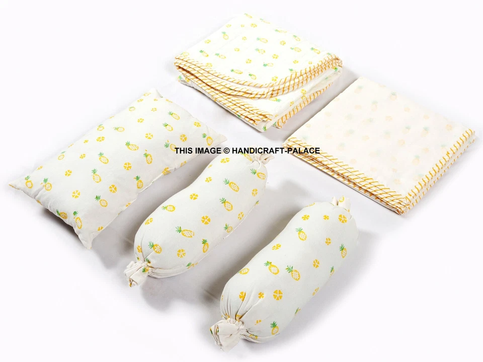 Indiano Cotone Voile Bambino Biancheria Letto Vivaio Set Foglio Supporto Cuscini - Immagine 2 di 3