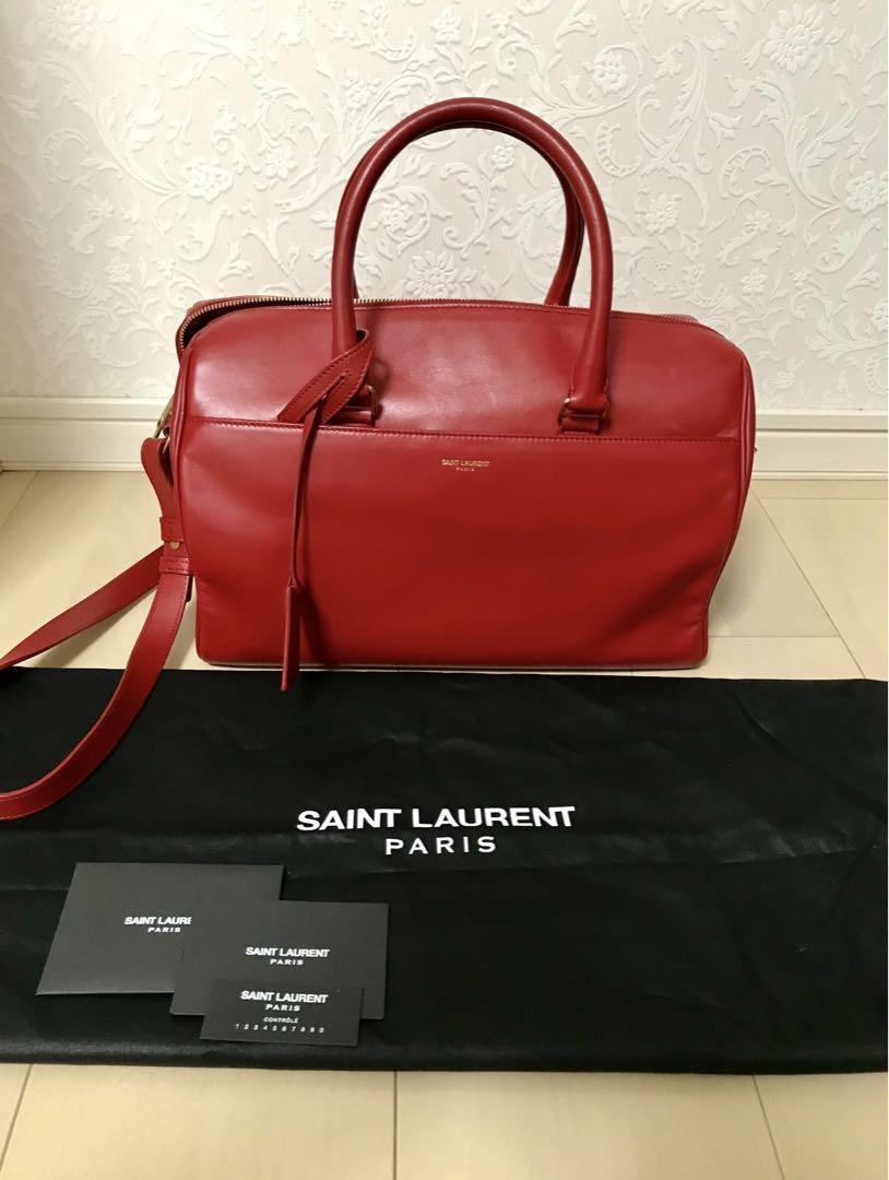 Borsa a tracolla Saint Laurent Duffel 6 2 vie originale a mano donna pelle bovina rossa