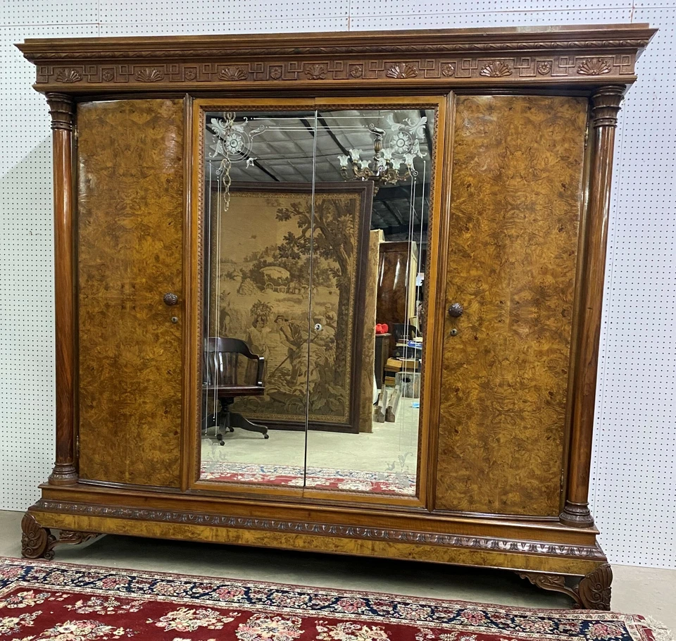 Antiguo Juego de Dormitorio Francés 6 Piezas Queen Nogal Burlado Neoclásico Circa 1890 Foto 3 de 4