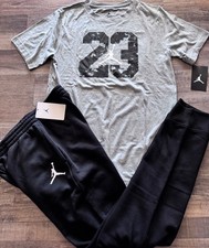 NWT Nike Air Jordan Boy YXL Black/Gray/White 23 Jogger Pants Set XL
