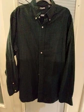 Chaps Men Long Sleeve Shirt Twill button Down Green Plaid Size 2XLT/2TGL (GG)