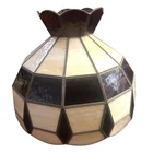 Vintage Tiffany Style Stained Glass Pendant Light Shade 13” Geometric Dome