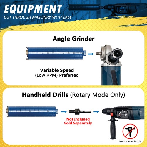 Ediamondtools Punte da trapano diamantate a secco 2-1/4 per blocco mattoni o muratura 9,5 - Foto 3 di 6