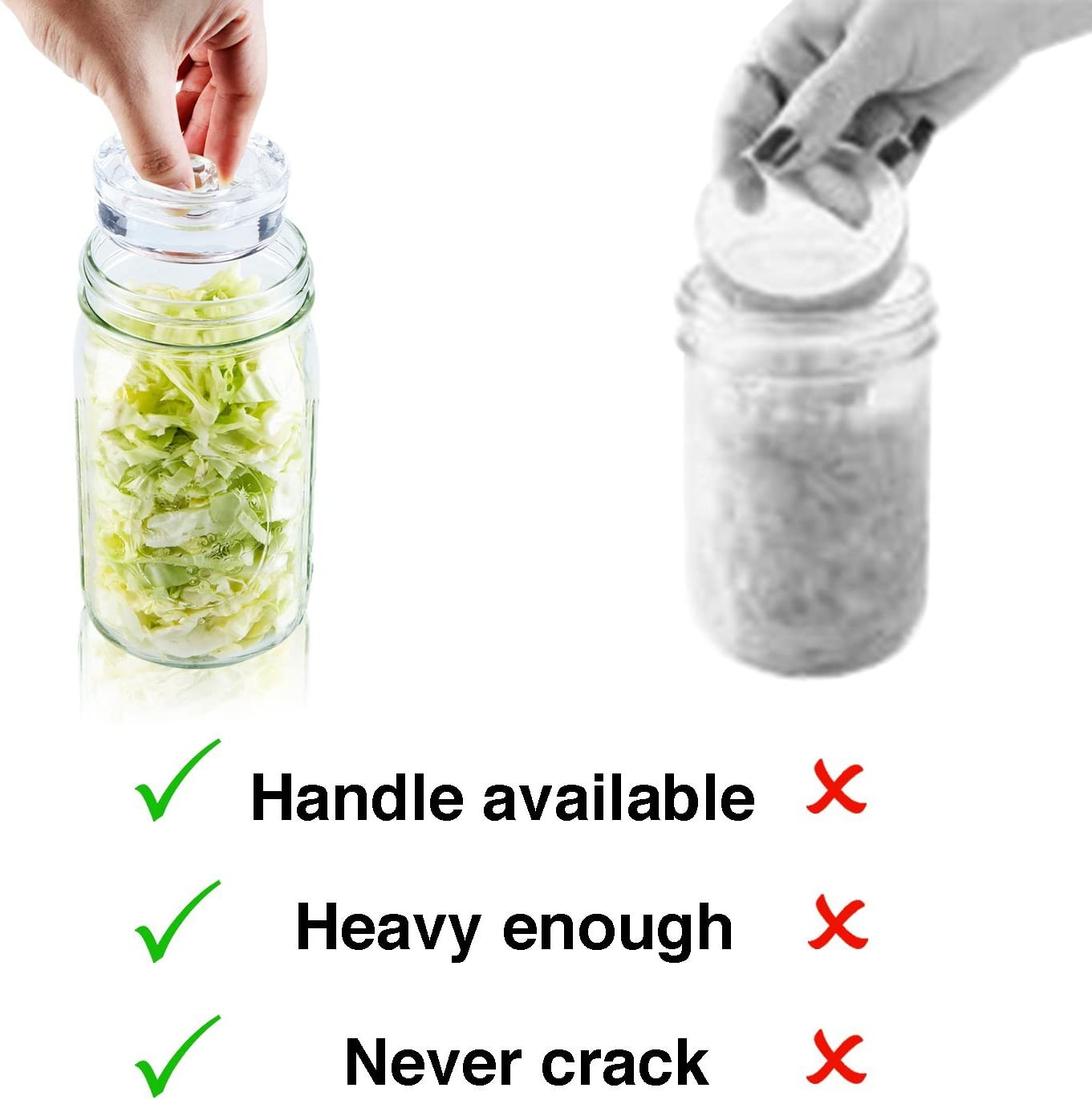 4-Pack of Fermentation Glass Weights with Easy Grip Handle for Wide Mouth Mason