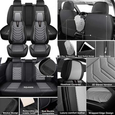 Leather Front Rear Car Seat Cover Full Set For 2019-2026 Ford Ranger Black