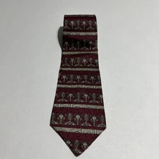 Stafford Men's 100% Silk Knit Geometric Neck Tie Burgundy Multi 4" x 60 C-15