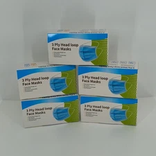 250 3 Ply Head Loop Face Masks - Disposable - Single Use - Fluid Resistant