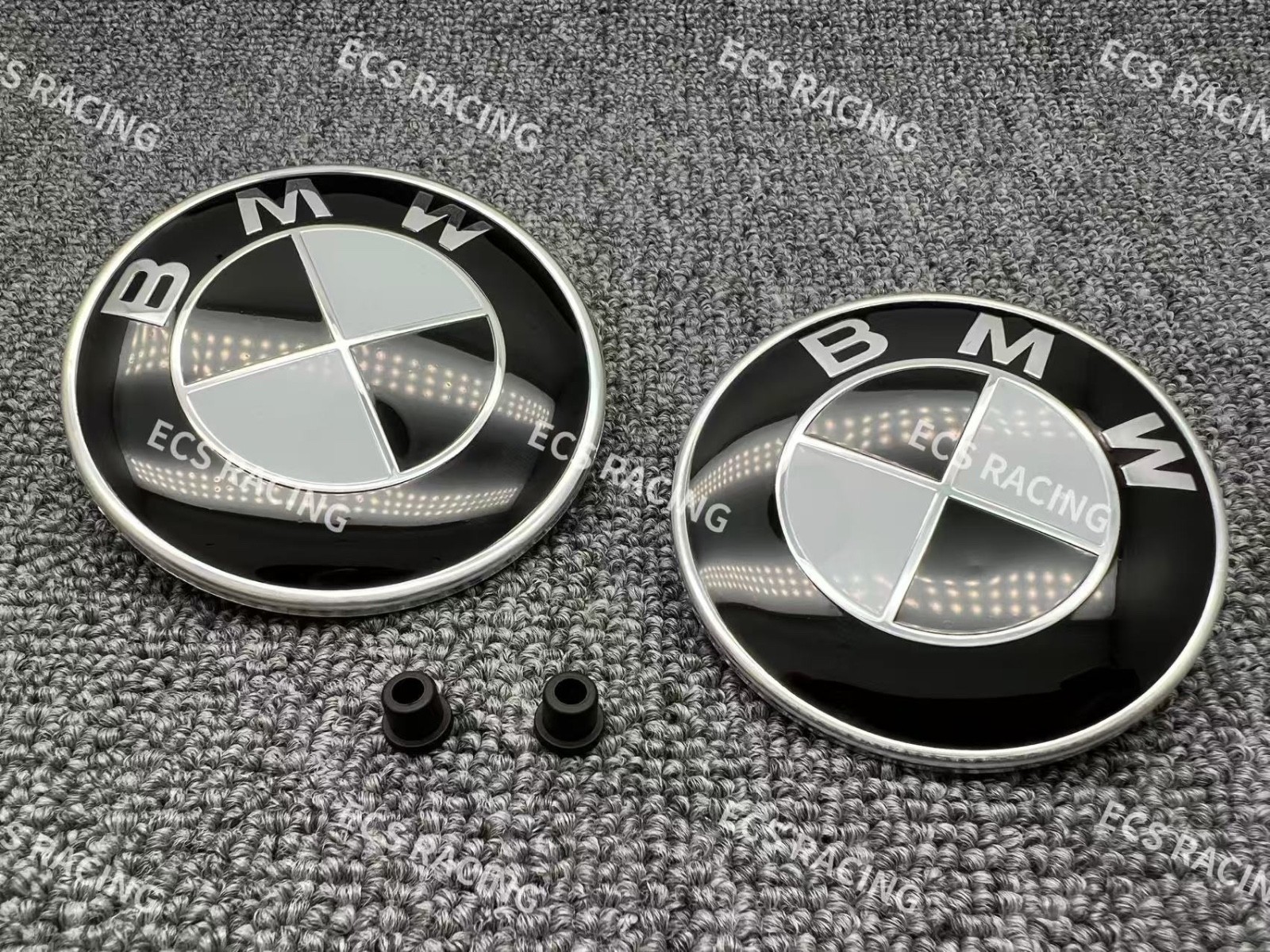 Original Black White BMW Roundel with Grommet Front Hood Rear Trunk Emblem Badge