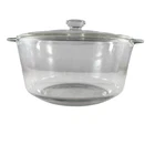 VTG PYREX 344 3 QT Clear Glass Round Casserole Dish with Lid Oven-Safe USA 093